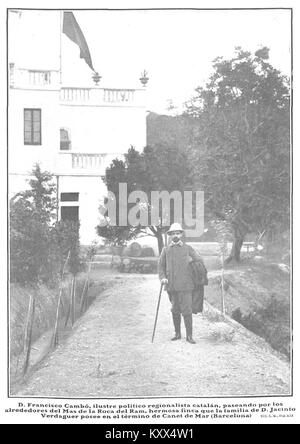 Francisco Cambó paseando por los alrededores del Mas de la Roca del Ram en Canet de Mar, de Mas, Nuevo Mundo, 27-06-1907 Stock Photo