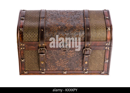 ancient coffer isolated  on white background Stock Photo