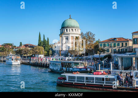 Motorized traffic and water taxis along the Grand Canal in Veneto, Venice, Italy, Europe, Stock Photo