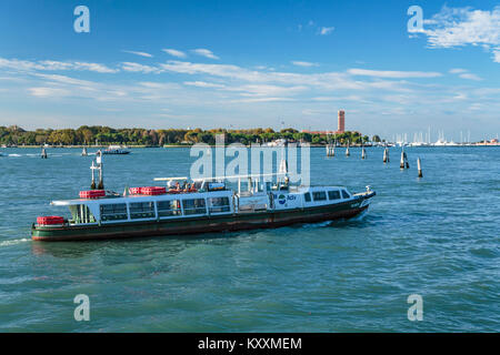 Motorized traffic and water taxis along the Grand Canal in Veneto, Venice, Italy, Europe, Stock Photo