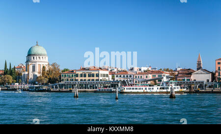 Motorized traffic and water taxis along the Grand Canal in Veneto, Venice, Italy, Europe, Stock Photo