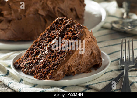 Sweet Homemade Dark Chocolate Layer Cake for Dessert Stock Photo