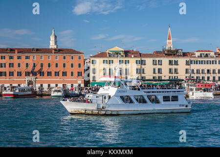 Motorized traffic and water taxis along the Grand Canal in Veneto, Venice, Italy, Europe, Stock Photo