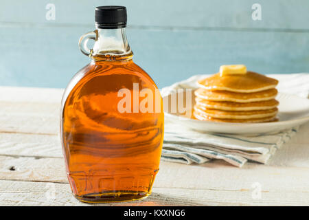 Raw Organic Amber Maple Syrup from Canada Stock Photo