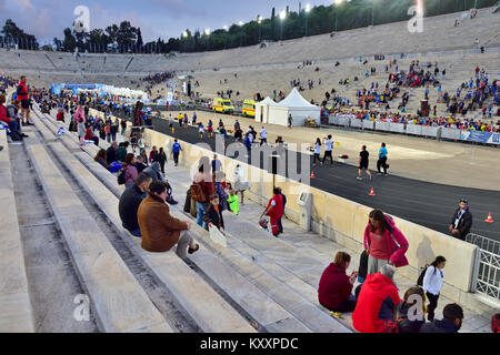 Inside the Olympic Panathenaic Stadium  after the 5km Road Race associated with Athens Authentic Marathon Stock Photo