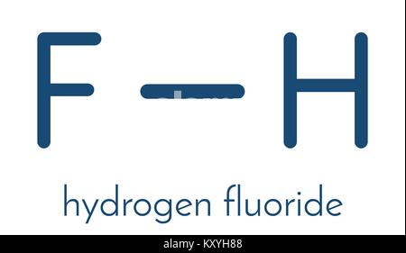 Hydrogen fluoride (HF) molecule. Skeletal formula. Stock Vector