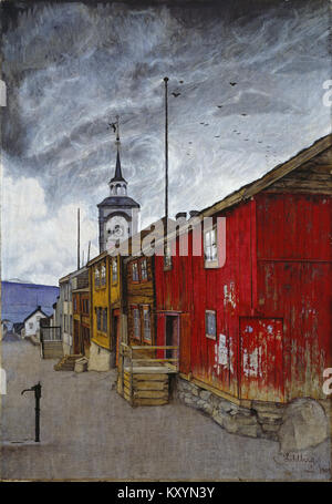Harald Sohlberg - Street in Røros - Google Art Project Stock Photo