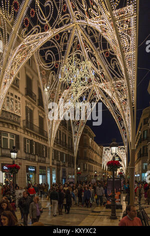 An image of the Christmas Lights of Malaga, Spain. Shot on the Calle Marques De Larios. December 2014 Stock Photo