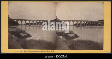 High Bridge, Croton Aqueduct, Hudson River, N.Y, from Robert N. Dennis collection of stereoscopic views Stock Photo