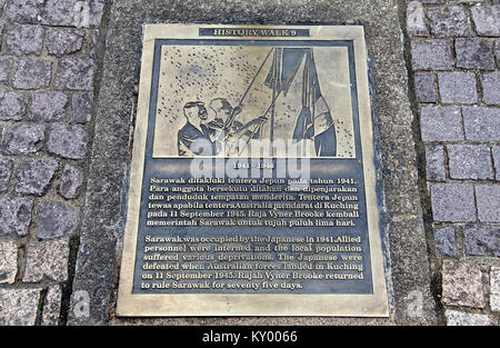 History Walk Plaque at Kuching Waterfront Stock Photo