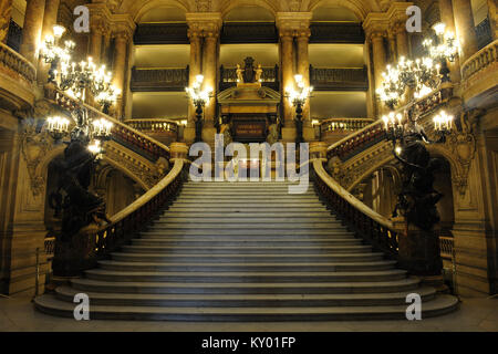 Staircase, Opera Garnier, Theater Garnier, 2012, Paris, France. Stock Photo