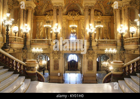 Staircase, Opera Garnier, Theater Garnier, 2012, Paris, France. Stock Photo