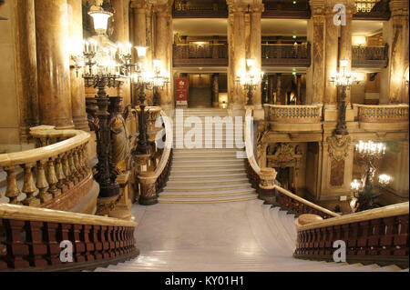 Staircase, Opera Garnier, Theater Garnier, 2012, Paris, France. Stock Photo