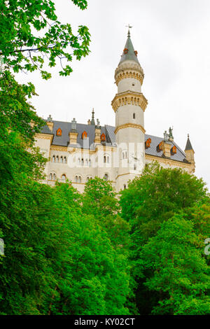 Hohenschwangau, Germany- May 30, 2016:Neuschwanstein Castle is visited by more than 1.3 million people annually, with as many as 6,000 per day in the  Stock Photo