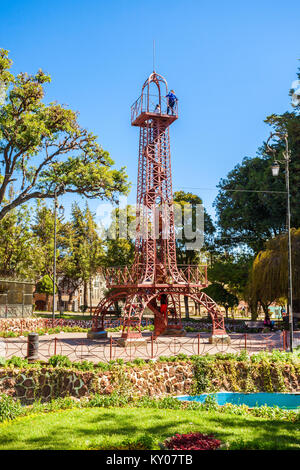 SUCRE, BOLIVIA - MAY 22, 2015: Tower like Eiffel Tower in Simon Bolivar Park in Sucre, capital of Bolivia. Stock Photo