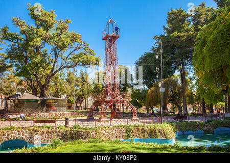 SUCRE, BOLIVIA - MAY 22, 2015: Tower like Eiffel Tower in Simon Bolivar Park in Sucre, capital of Bolivia. Stock Photo