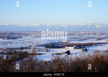 Hidaka mountain range and Obihiro City, Hokkaido, Japan Stock Photo