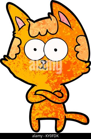 happy cartoon cat with crossed arms Stock Vector