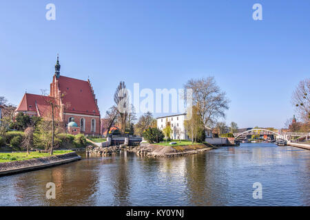 Bydgoszcz - Brda River and Cathedral of St. Martin and St. Nicholas Stock Photo