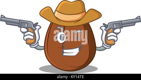Cowboy coffee bean character cartoon Stock Vector