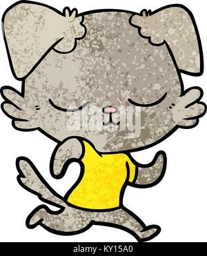 Cute running puppy dog, doodle style flat vector outline illustration ...