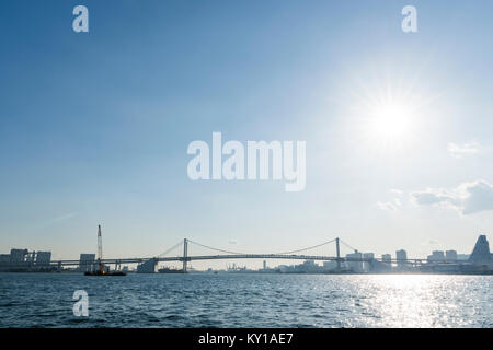 Tokyo River Cruising, Rainbow Bridge, Tokyo bay, Chuo-Ku, Tokyo, Japan Stock Photo