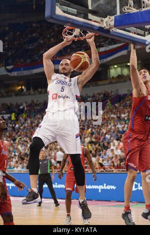 Marko Simonovic (Serbia Basketball National Team) dunks against Puerto Rico Stock Photo