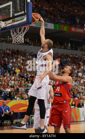 Marko Simonovic (Serbia Basketball National Team) dunks against Puerto Rico Stock Photo