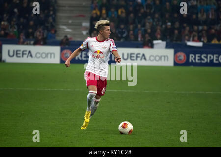 FC Red Bull Salzburg’s creative midfielder Kevin Kampl was in the starting line against Ajax Amsterdam – a game Salzburg win 3-1 at the Red Bull Arena. Gonzales Photo/Christoph Oberschneider Stock Photo