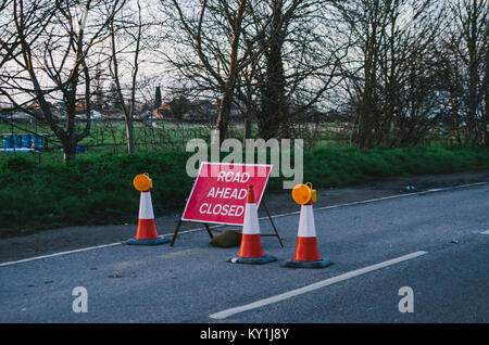 Road closure due to floods on the road from Chertsey to Shepperton