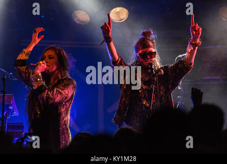 The alternative British dance- and folktronica band Crystal Fighters performs a live concert at John Dee Live Club. Here lead vocalist and musician Sebastian Pringle is pictured live on stage. Norway, 02/12 2013. Stock Photo