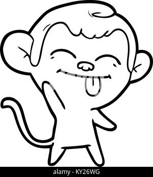 funny cartoon monkey waving Stock Vector