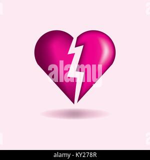 A pink broken heart concept illustration. Vector EPS 10 available. Stock Vector