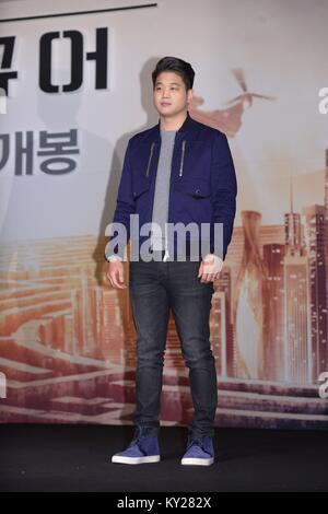 Seoul, Korea. 11th Jan, 2018. Dylan O'Brien, Thomas Brodie-Sangster and Ki Hong Lee etc. attend the production conference of The Death Cure in Seoul, Korea on 11th January, 2018.(China and Korea Rights Out) Credit: TopPhoto/Alamy Live News Stock Photo