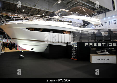 London, UK. 12th Jan, 2018. the 64th London Boat Show hundreds of stunning boats and sporting silverware to wow visitors Running until Sunday 14 January, the Show celebrates everything to do and enjoy on the water.Visitors will enjoy five days of the very best the boating world has to offer. Credit: Paul Quezada-Neiman/Alamy Live News Stock Photo