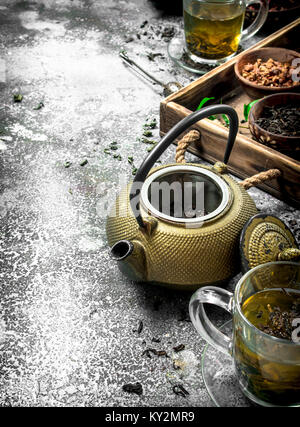 Fragrant Chinese tea. On a rustic background. Stock Photo