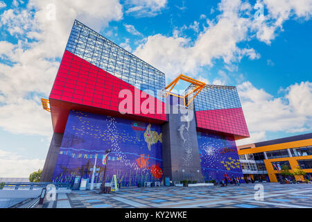 OSAKA, JAPAN - OCTOBER 28: Osaka Aquarium Kaiyukan in Osaka, Japan on October 28, 2014.  Located in the ward of Minato in Osaka, Japan, near Osaka Bay Stock Photo