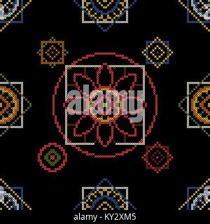 Cross stitch for pillows Stock Vector