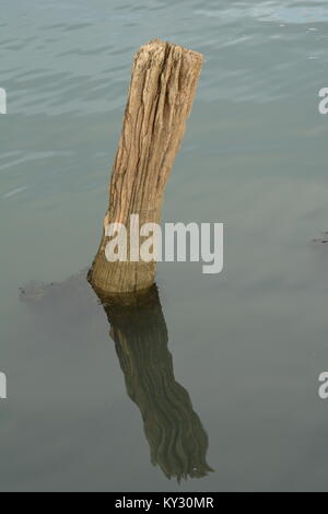 solitary post in water Stock Photo - Alamy