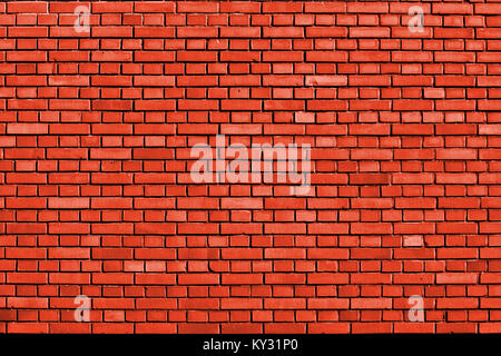 tangerine tango colored brick wall background Stock Photo
