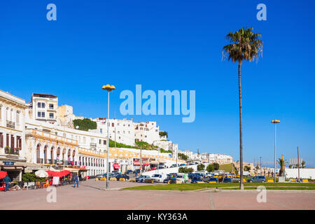 TANGIER, MOROCCO - MARCH 02, 2016: Tangier city center in Morocco. Tangier located on the North African coast at the western entrance to the Strait of Stock Photo