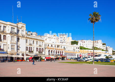 TANGIER, MOROCCO - MARCH 02, 2016: Tangier city center in Morocco. Tangier located on the North African coast at the western entrance to the Strait of Stock Photo