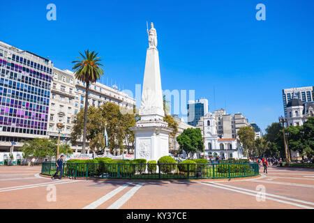 BUENOS AIRES, ARGENTINA - APRIL 14, 2016: The Piramide de Mayo (May Pyramid) at the hub of the Plaza de Mayo, is the oldest national monument in Bueno Stock Photo