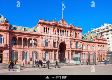 BUENOS AIRES, ARGENTINA - MAY 03, 2016: La Casa Rosada or The Pink House is the executive mansion and office of the President of Argentina, located in Stock Photo