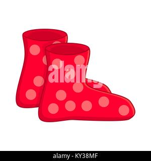 rubber boots, cartoon dotted red gumboots isolated on white background Stock Vector