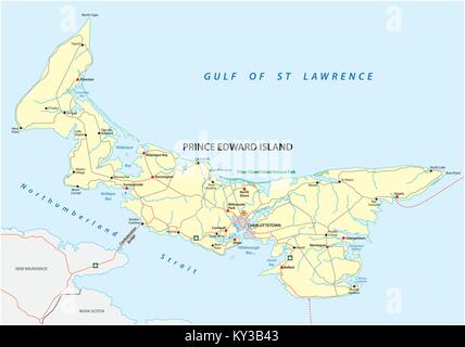 Prince Edward Island vector road map Stock Vector