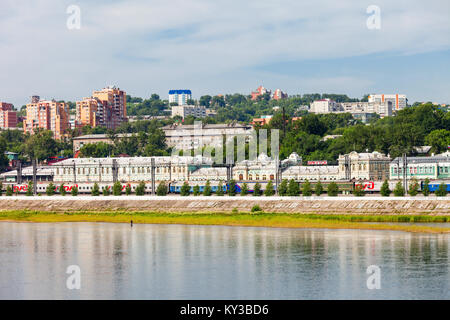 IRKUTSK, RUSSIA - JULY 07, 2016: Irkutsk Railway station ang Angara river in Irkutsk city, Russia. Irkutsk is a one of the largest cities in Siberia. Stock Photo