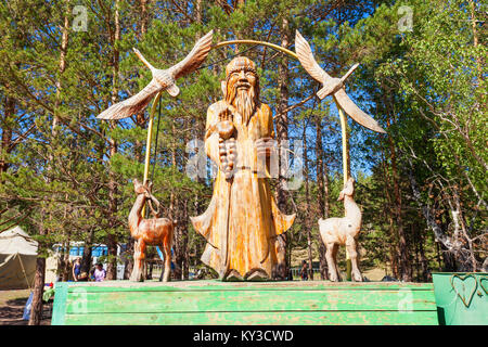 ULAN-UDE, RUSSIA - JULY 15, 2016: Shaman monument at the Ethnographic Museum of transbaikalia people in Ulan-Ude. Stock Photo