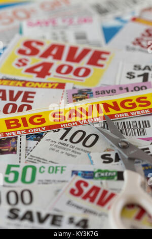 Savings Coupons, USA Stock Photo