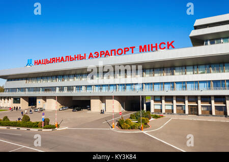 MINSK, BELARUS - MAY 05, 2016: Minsk National Airport former name Minsk-2 is the main international airport in Belarus located 42 km to the east of th Stock Photo